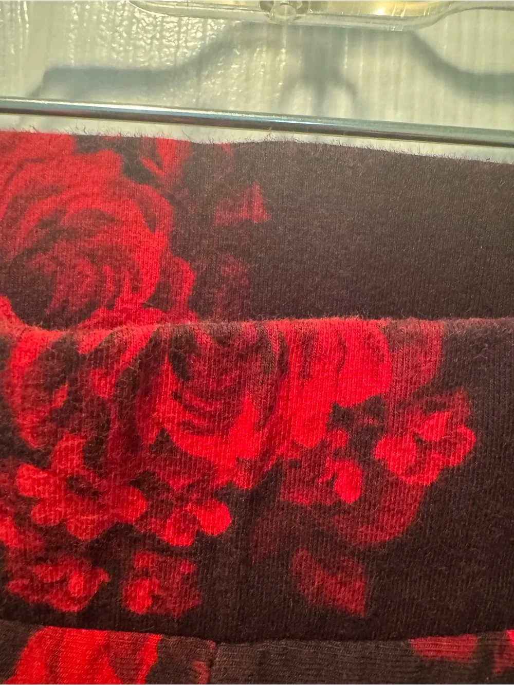 Torrid Black Leggings with Red Floral Print
